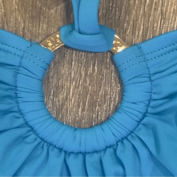 Michael Kors Swimwear Womens Size 10 Turquise Blue One Piece Halter Swimsuit - Picture 2 of 3